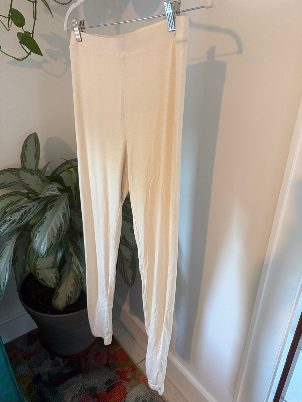 Naked Wardrobe NWT Cream Stretch Straight Leg Pants XL Minimalist $68 - Picture 3 of 8